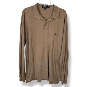 Vintage‎ Y2K Polo Ralph Lauren Mens Size XL Tan Polo Shirt Preppy  Long Sleeve